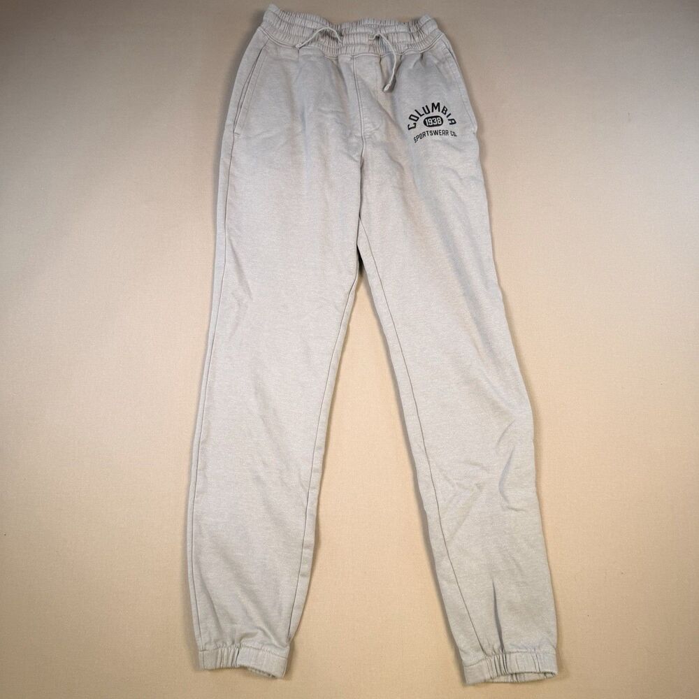 Columbia Mens Sweatpants Joggers Size XS Gray Drawstring Pockets Thigh Logo
